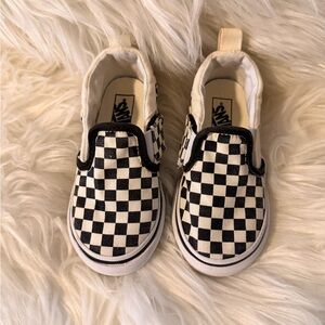 Vans Old Skool Black/White Checkered Slip On Shoes KIDS